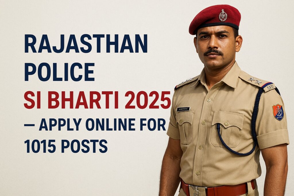 Rajasthan Police SI Bharti 2025 – Apply Online for 1015 Posts